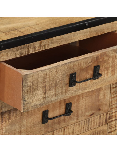 Credenza 100x31x60 cm in Legno Massello di Mango Grezzo