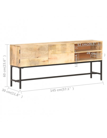 Credenza 145x30x60 cm in Legno Massello di Mango