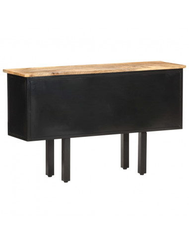 Credenza 110x30x65 cm in Massello di Mango Grezzo e Acciaio