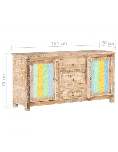 Credenza 151x40x75 cm in Legno Grezzo di Acacia