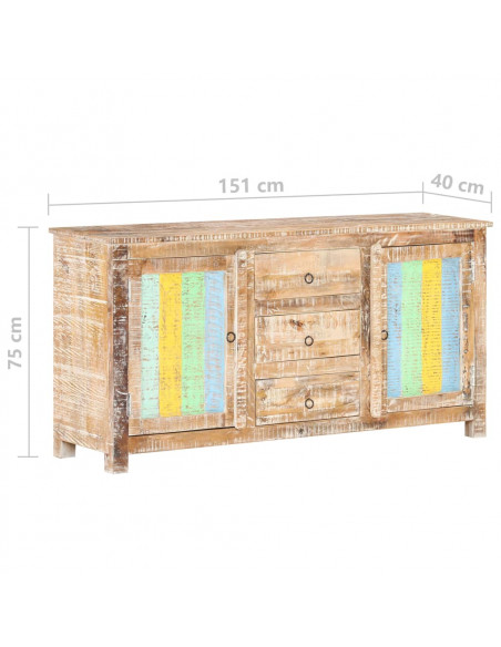 Credenza 151x40x75 cm in Legno Grezzo di Acacia