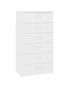 Credenza con 6 Cassetti Bianca 50x34x96 cm in Legno Multistrato 2