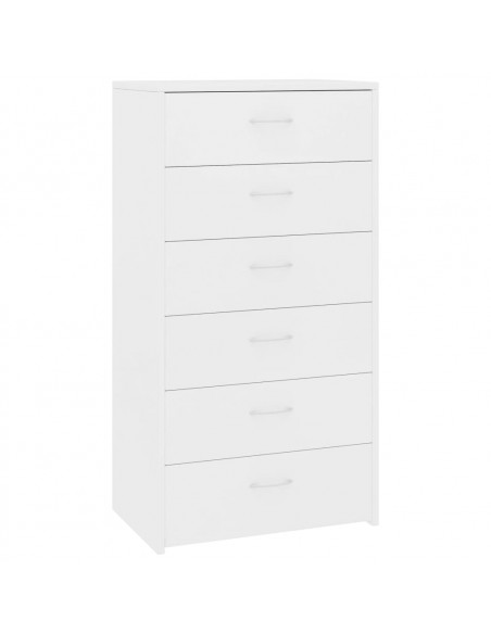 Credenza con 6 Cassetti Bianca 50x34x96 cm in Legno Multistrato