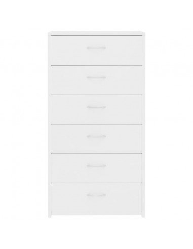 Credenza con 6 Cassetti Bianca 50x34x96 cm in Legno Multistrato