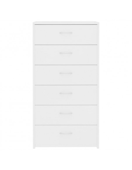 Credenza con 6 Cassetti Bianca 50x34x96 cm in Legno Multistrato