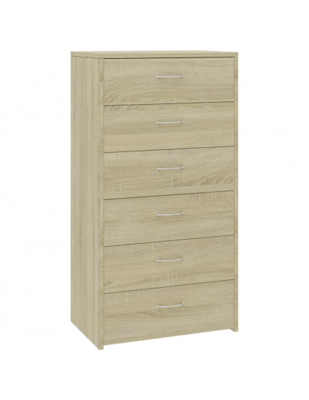 Credenza 6 Cassetti Rovere Sonoma 50x34x96cm Legno Multistrato