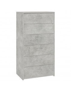 Credenza 6 Cassetti Grigio Cemento 50x34x96cm Legno Multistrato 2