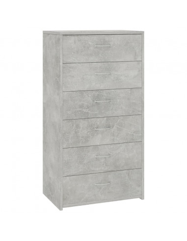 Credenza 6 Cassetti Grigio Cemento 50x34x96cm Legno Multistrato