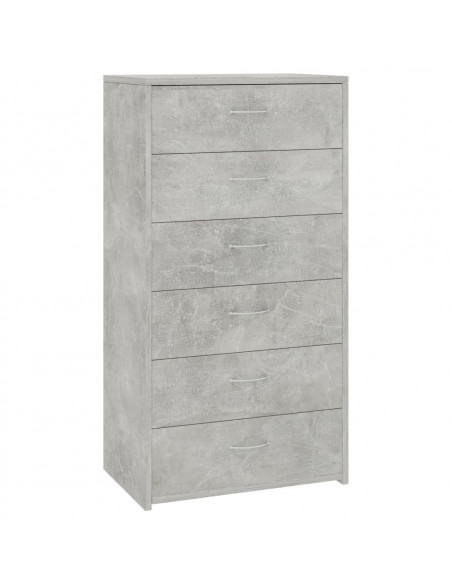 Credenza 6 Cassetti Grigio Cemento 50x34x96cm Legno Multistrato