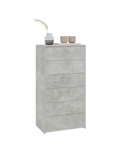 Credenza 6 Cassetti Grigio Cemento 50x34x96cm Legno Multistrato