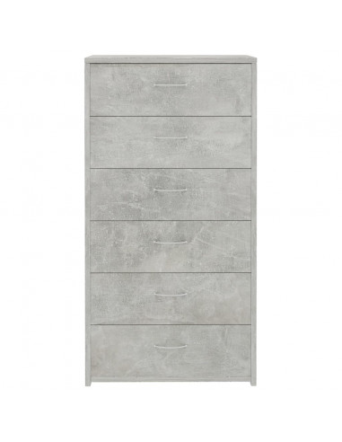 Credenza 6 Cassetti Grigio Cemento 50x34x96cm Legno Multistrato