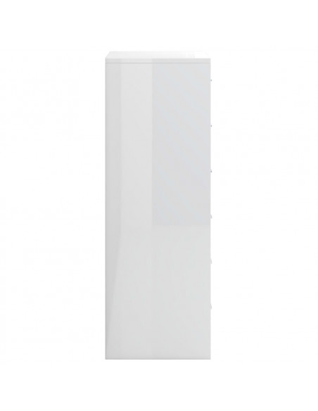 Credenza 6 Cassetti Bianco Lucido 50x34x96 cm Legno Multistrato
