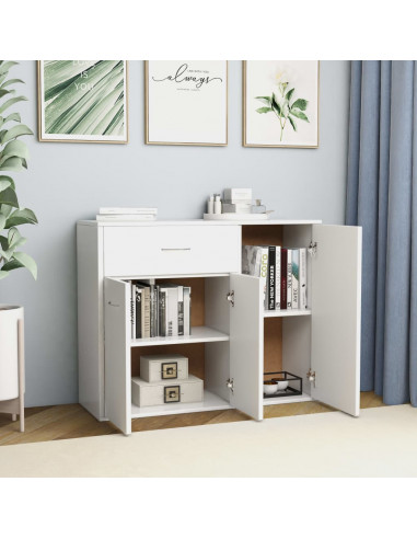 Credenza Bianca 88x30x70 cm in Legno Multistrato