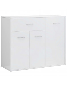 Credenza Bianco Lucido 88x30x70 cm in Legno Multistrato 2