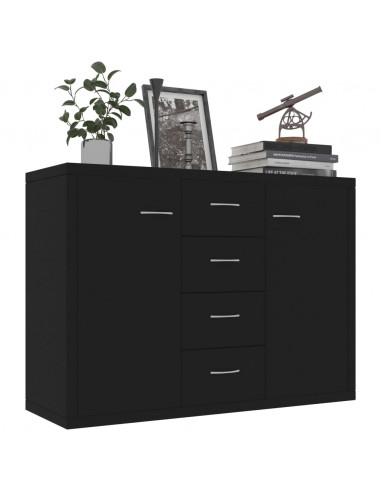Credenza Nera 88x30x65 cm in Legno Multistrato