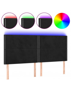 Testiera a LED Nera 160x5x118/128 cm in Velluto 2