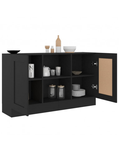 Credenza Nera 120x30,5x70 cm in Legno Multistrato