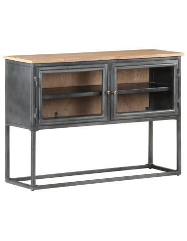 Credenza Grigia 100x30x70 cm in Legno Massello di Acacia