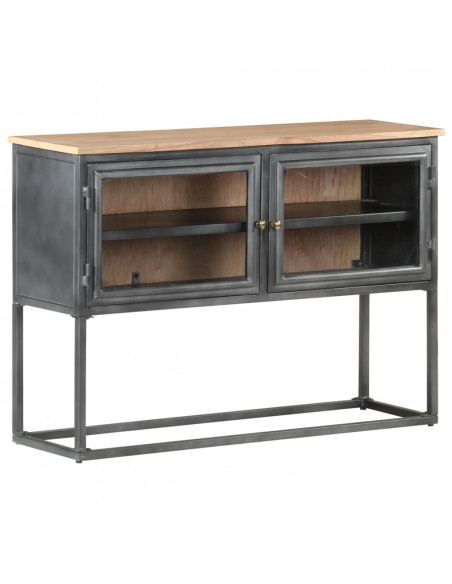 Credenza Grigia 100x30x70 cm in Legno Massello di Acacia