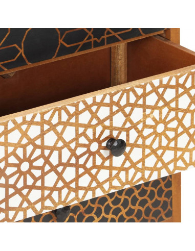 Credenza con Motivo Stampato 90x30x70 cm in Massello di Mango