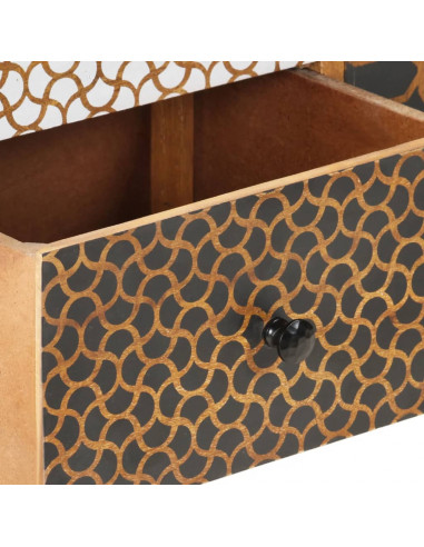 Credenza con Motivo Stampato 130x30x70 cm in Massello di Mango