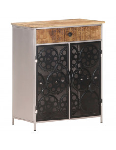 Credenza 60x35x75 cm in Legno di Mango Grezzo e Ferro 2