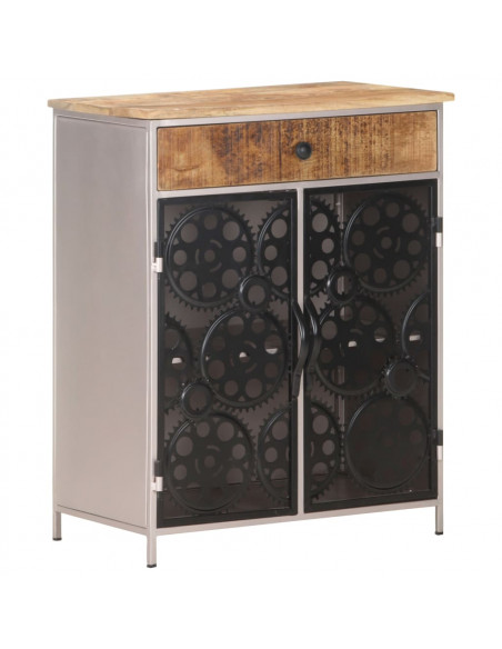 Credenza 60x35x75 cm in Legno di Mango Grezzo e Ferro