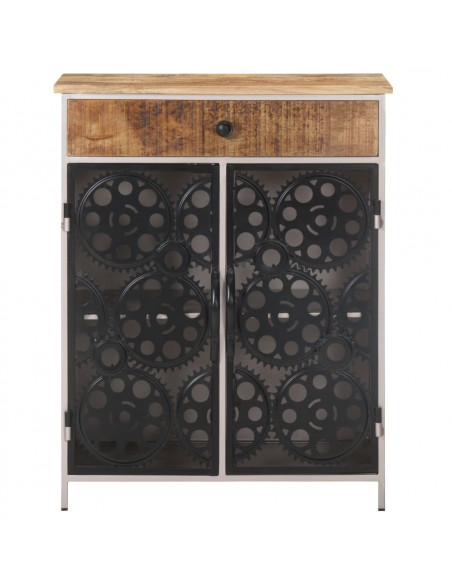 Credenza 60x35x75 cm in Legno di Mango Grezzo e Ferro