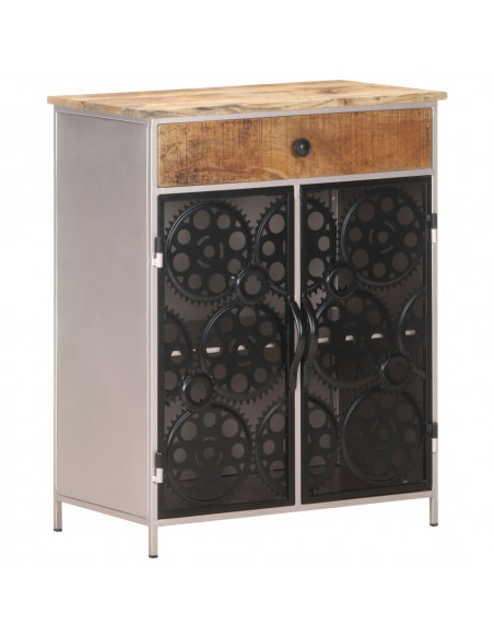 Credenza 60x35x75 cm in Legno di Mango Grezzo e Ferro