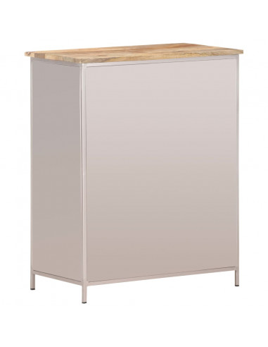 Credenza 60x35x75 cm in Legno di Mango Grezzo e Ferro