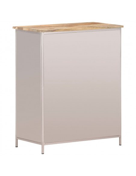 Credenza 60x35x75 cm in Legno di Mango Grezzo e Ferro
