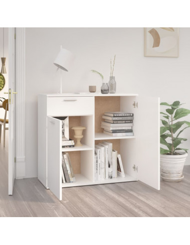 Credenza Bianca 80x36x75 cm in Legno Multistrato