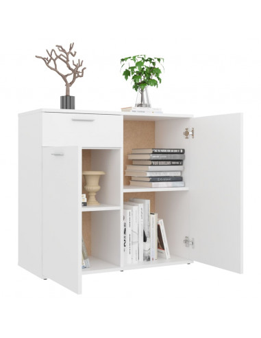 Credenza Bianca 80x36x75 cm in Legno Multistrato