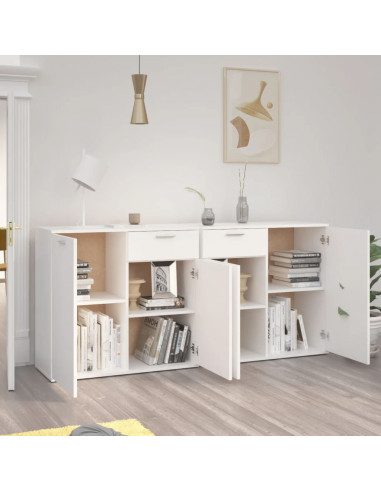 Credenza Bianca 160x36x75 cm in Legno Multistrato