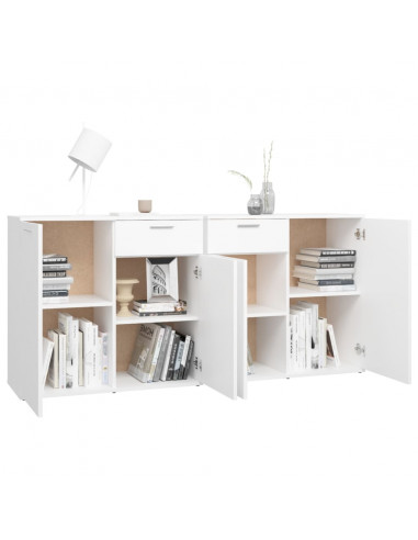 Credenza Bianca 160x36x75 cm in Legno Multistrato