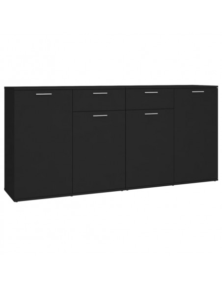 Credenza Nera 160x36x75 cm in Legno Multistrato