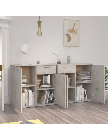Credenza Grigio Cemento 160x36x75 cm in Legno Multistrato