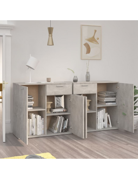 Credenza Grigio Cemento 160x36x75 cm in Legno Multistrato
