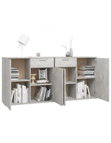Credenza Grigio Cemento 160x36x75 cm in Legno Multistrato