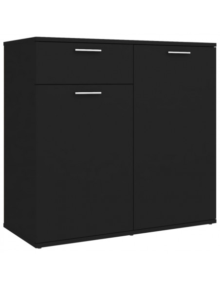 Credenza Nera 80x36x75 cm in Legno Multistrato