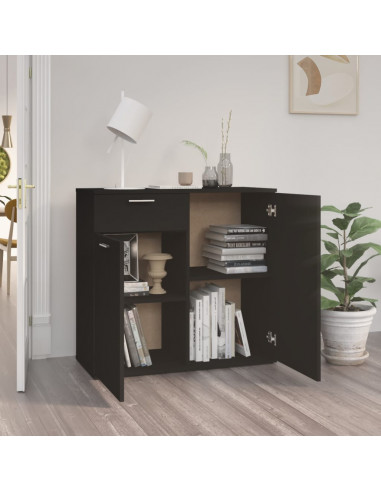 Credenza Nera 80x36x75 cm in Legno Multistrato
