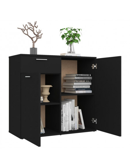 Credenza Nera 80x36x75 cm in Legno Multistrato