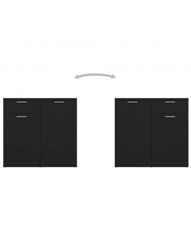 Credenza Nera 80x36x75 cm in Legno Multistrato
