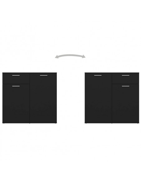 Credenza Nera 80x36x75 cm in Legno Multistrato