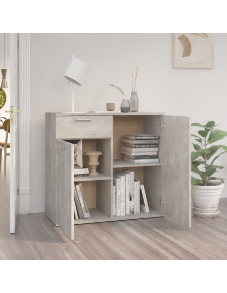 Credenza Grigio Cemento 80x36x75 cm in Legno Multistrato
