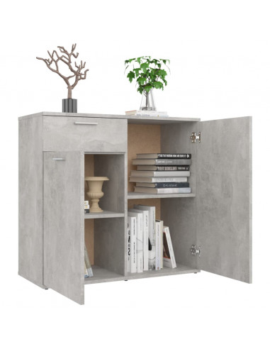 Credenza Grigio Cemento 80x36x75 cm in Legno Multistrato