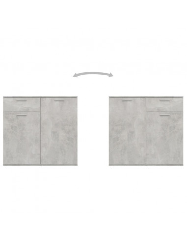 Credenza Grigio Cemento 80x36x75 cm in Legno Multistrato