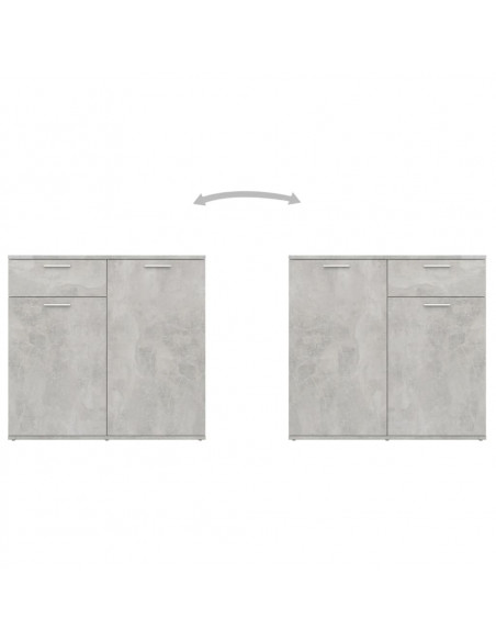 Credenza Grigio Cemento 80x36x75 cm in Legno Multistrato