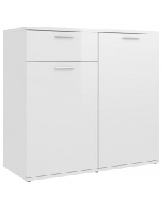 Credenza Bianco Lucido 80x36x75 cm in Legno Multistrato 2