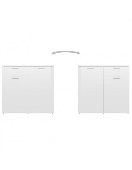 Credenza Bianco Lucido 80x36x75 cm in Legno Multistrato